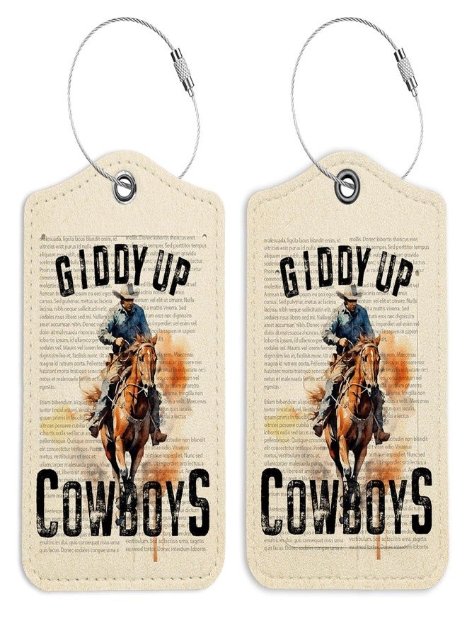 LARTSFRO Western Cowboys Hat Luggage Tags for Suitcases, Giooy up Cowboys Sign, Preppy Luggage Tag, Back to School for Students, Trendy 2 Pack Luggage Tags for Travel, Teen Girls Gifts Suitcase Tags - Image 1